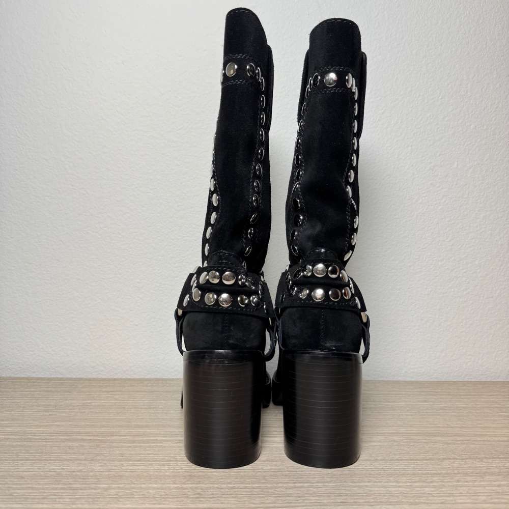 Jeffrey Campbell Gretchen Studded Square Toe Boots Black 6 - Picture 4 of 5